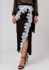 Vero Moda Julie Lace Detail Midi Skirt, Brown and Blue