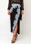 Vero Moda Julie Lace Detail Midi Skirt, Brown and Blue