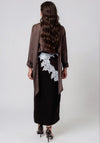 Vero Moda Julie Lace Detail Midi Skirt, Brown and Blue