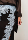 Vero Moda Julie Lace Detail Midi Skirt, Brown and Blue