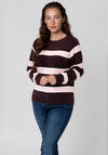 Vero Moda Doffy Striped Knitted Jumper, Wine Multi