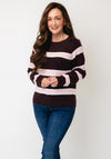 Vero Moda Doffy Striped Knitted Jumper, Wine Multi