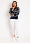 Vero Moda Leonor Stripped Knit Jumper, Navy Blazer & Birch