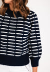 Vero Moda Leonor Stripped Knit Jumper, Navy Blazer & Birch