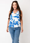 Vero Moda Easy Joy Geometric V-Neck Top, White and Blue