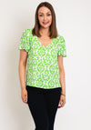 Vero Moda Easy Joy V-Neck Print Blouse, Classic Green