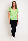 Vero Moda Easy Joy V-Neck Print Blouse, Classic Green
