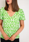 Vero Moda Easy Joy V-Neck Print Blouse, Classic Green