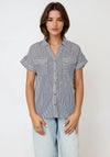 Vero Moda Bumpy Striped Short Sleeve Shirt, Navy