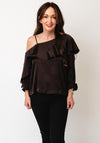 Vero Moda Asymmetrical Ruffle Top, Brown