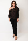Vero Moda Asymmetrical Ruffle Top, Brown