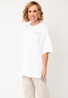 Vero Moda Hailey Oversized Italian Dream Graphic T-Shirt, White and Blue