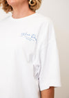 Vero Moda Hailey Oversized Italian Dream Graphic T-Shirt, White and Blue