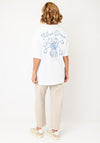 Vero Moda Hailey Oversized Italian Dream Graphic T-Shirt, White and Blue
