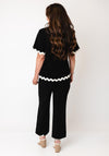 Vero Moda Jenna Scalloped Trim V Neck Top, Black