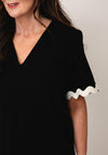 Vero Moda Jenna Scalloped Trim V Neck Top, Black