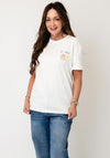 Vero Moda Mia Travel Ticket Graphic Print Oversized T-Shirt, White