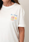 Vero Moda Mia Travel Ticket Graphic Print Oversized T-Shirt, White