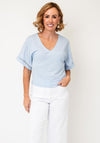 Vero Moda Leylani V-Neck T-Shirt, Cashmere Blue