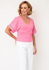 Vero Moda Leylani Ladder Stitch Detail T-Shirt, Pink Cosmos