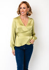 Vero Moda Florence Satin Wrap Top, Green