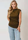 Vero Moda Mille Shoulder Pad Asymmetric Top, Green