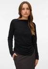 Vero Moda Boat Neck Long Sleeve Top, Black