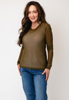 Vero Moda Olivia Long Sleeve Mesh Top, Green