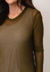Vero Moda Olivia Long Sleeve Mesh Top, Green