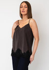 Vero Moda Helen Lace Detail Top, Brown