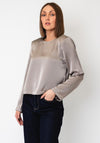 Vero Moda Miro Long Sleeve Swirl Pattern Top, Taupe