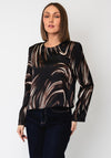 Vero Moda Miro Long Sleeve Swirl Pattern Top, Brown Multi