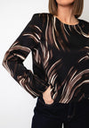 Vero Moda Miro Long Sleeve Swirl Pattern Top, Brown Multi