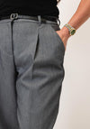 Vero Moda Elma Mid Rise Belted Trousers, Grey