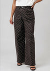 Vero Moda Rae Polka Dot Coated Wide Leg Jeans, Brown