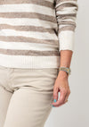 Vero Moda Doffy Striped Knitted Jumper, Beige and Cream