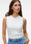 Aware Colbie Ribbed V Neck Tank Top, Snow White