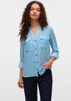 Vero Moda Bumpy Striped Shirt, Azure Blue