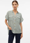 Vero Moda Bumpy Striped Short Sleeve Shirt, Green