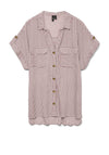 Vero Moda Bumpy Striped Short Sleeve Shirt, Purple