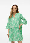 Vero Moda Dicthe Printed Tunic Smock Mini Dress, Green