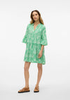 Vero Moda Dicthe Printed Tunic Smock Mini Dress, Green