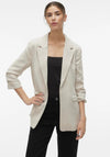 Vero Moda Frida Woven Ruched Sleeve Blazer, Beige