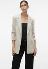 Vero Moda Frida Woven Ruched Sleeve Blazer, Beige