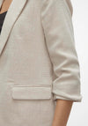 Vero Moda Frida Woven Ruched Sleeve Blazer, Beige