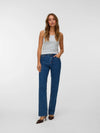 Vero Moda Tessa High Rise Straight Leg Jeans, Dark Blue