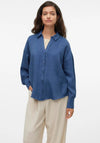 Vero Moda Melaney V Neck Shirt, Denim Blue