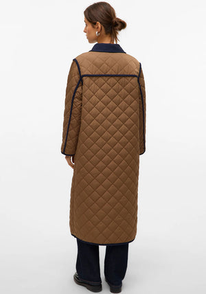 Vero Moda Emily Quilted Long Coat, Tan