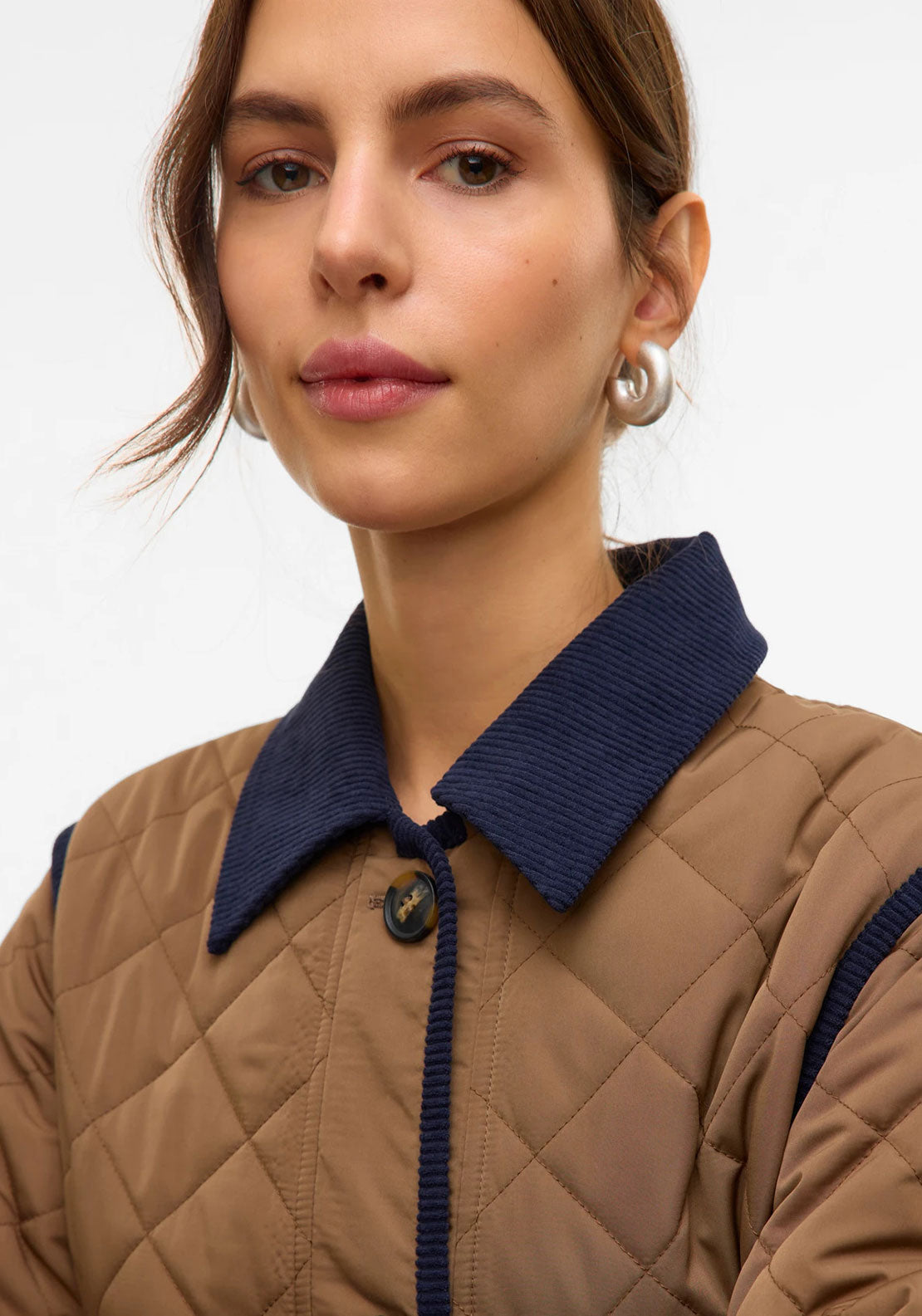 Vero Moda Emily Quilted Long Coat, Tan