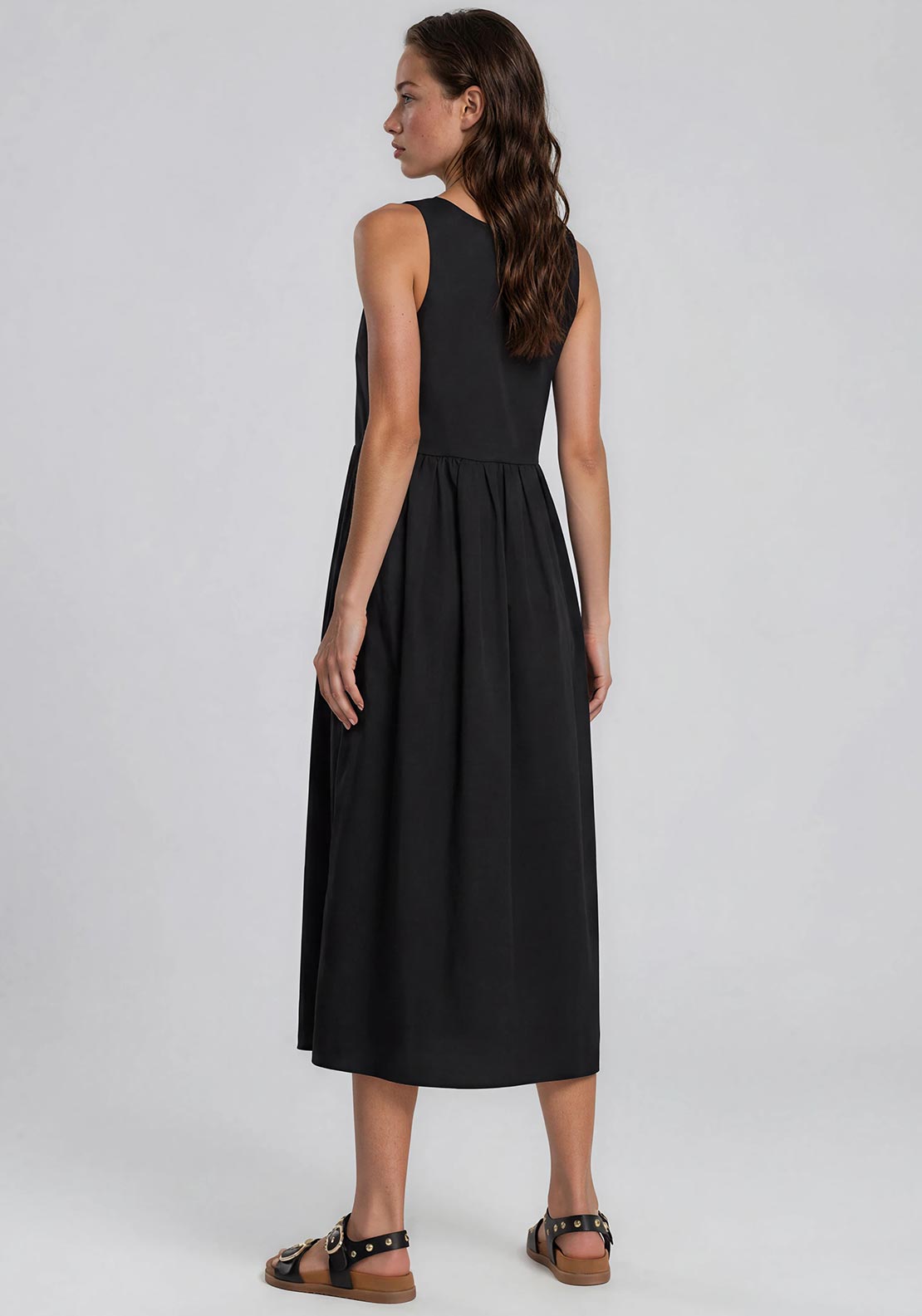 Vero Moda U-Neck A-Line Midi Dress, Black
